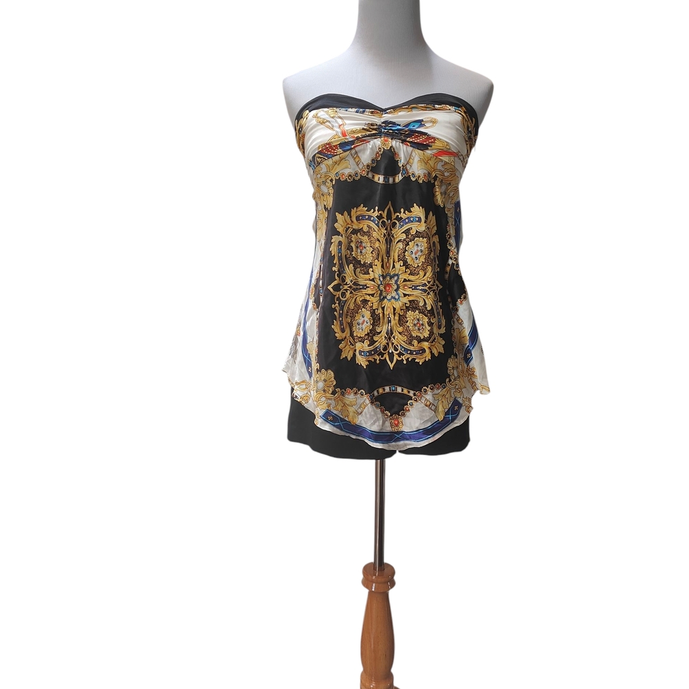 Cache Gold Brown Strapless Babydoll Top